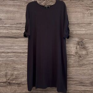 Theory Black Ruched Sleeve Midi Dress – Size XXL
